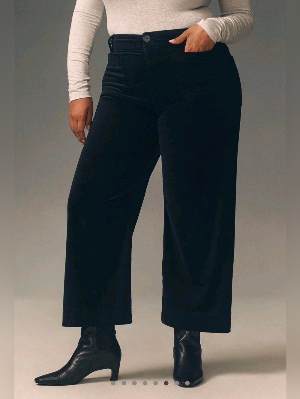 Anthropologie Maeve Colette Velvet Wide-Leg Crop Pants Black Size 24W Plus